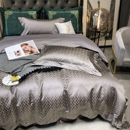 Opaline Diamond Touch Duvet Cover Set (Long-staple Sateen Cotton)