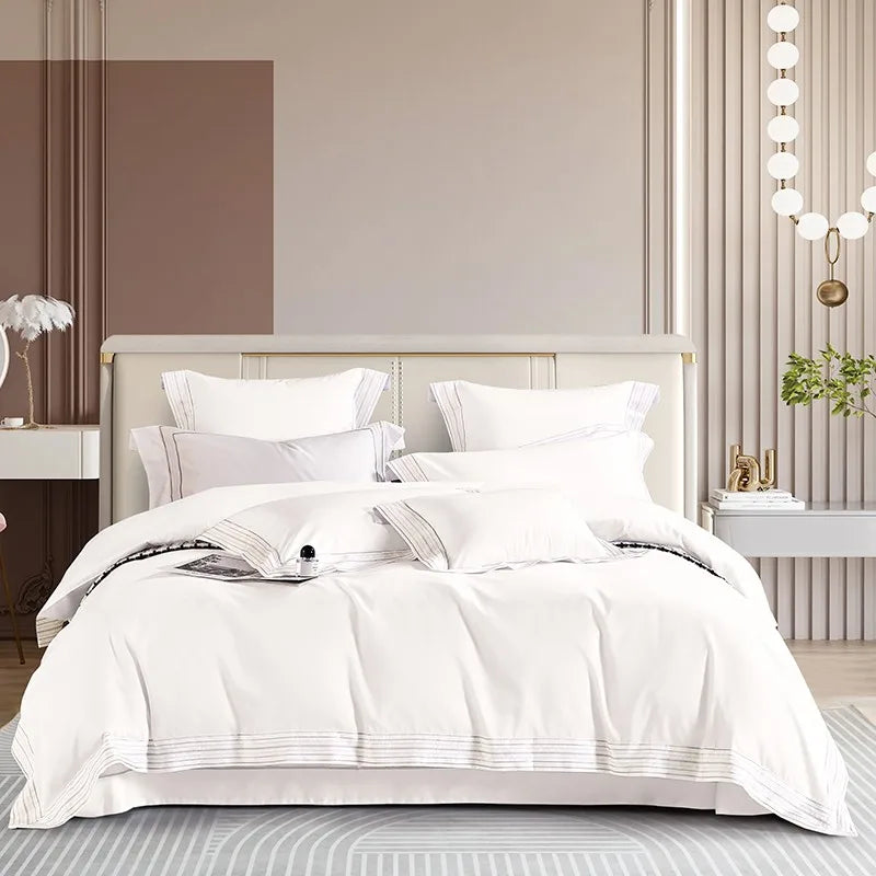 Valmont Luxe White Duvet Cover Set (Long-staple Sateen Cotton)