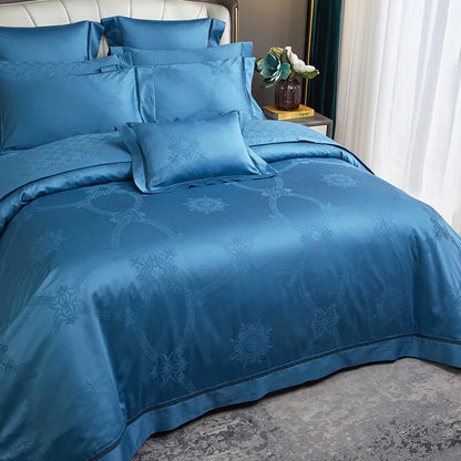 Empress Medallion Sapphire Duvet Cover Set (Long-Staple Sateen Cotton)