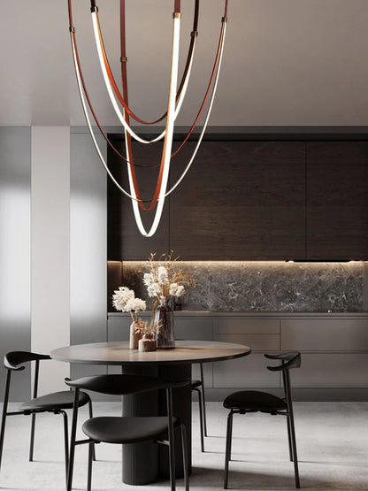 Opus Noir Leather-Strap LED Chandelier