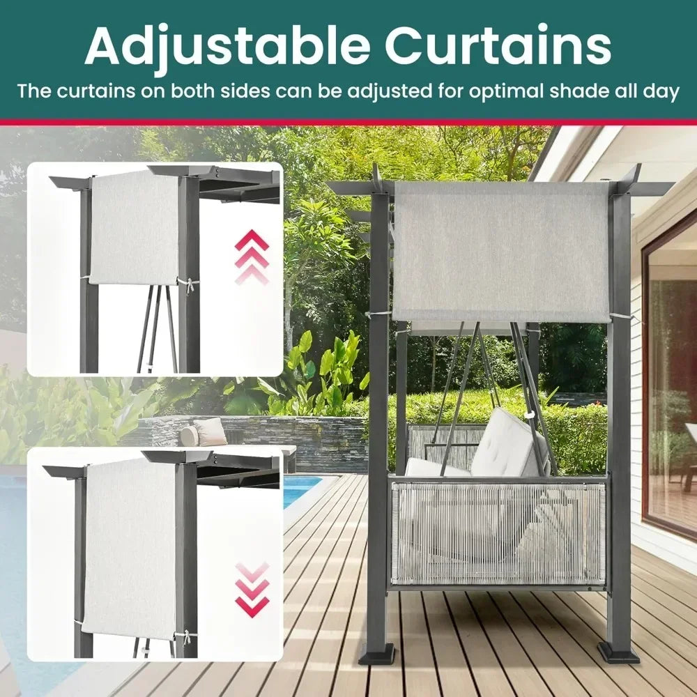 Outdoor Swing Chair With Curtains US - KaveCore