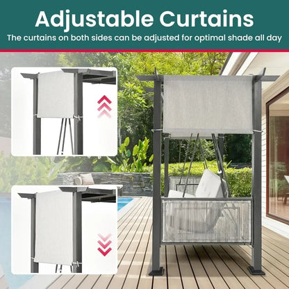 Outdoor Swing Chair With Curtains US - KaveCore