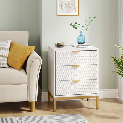 Honeycomb 3 Drawer Modern Bedside Table US