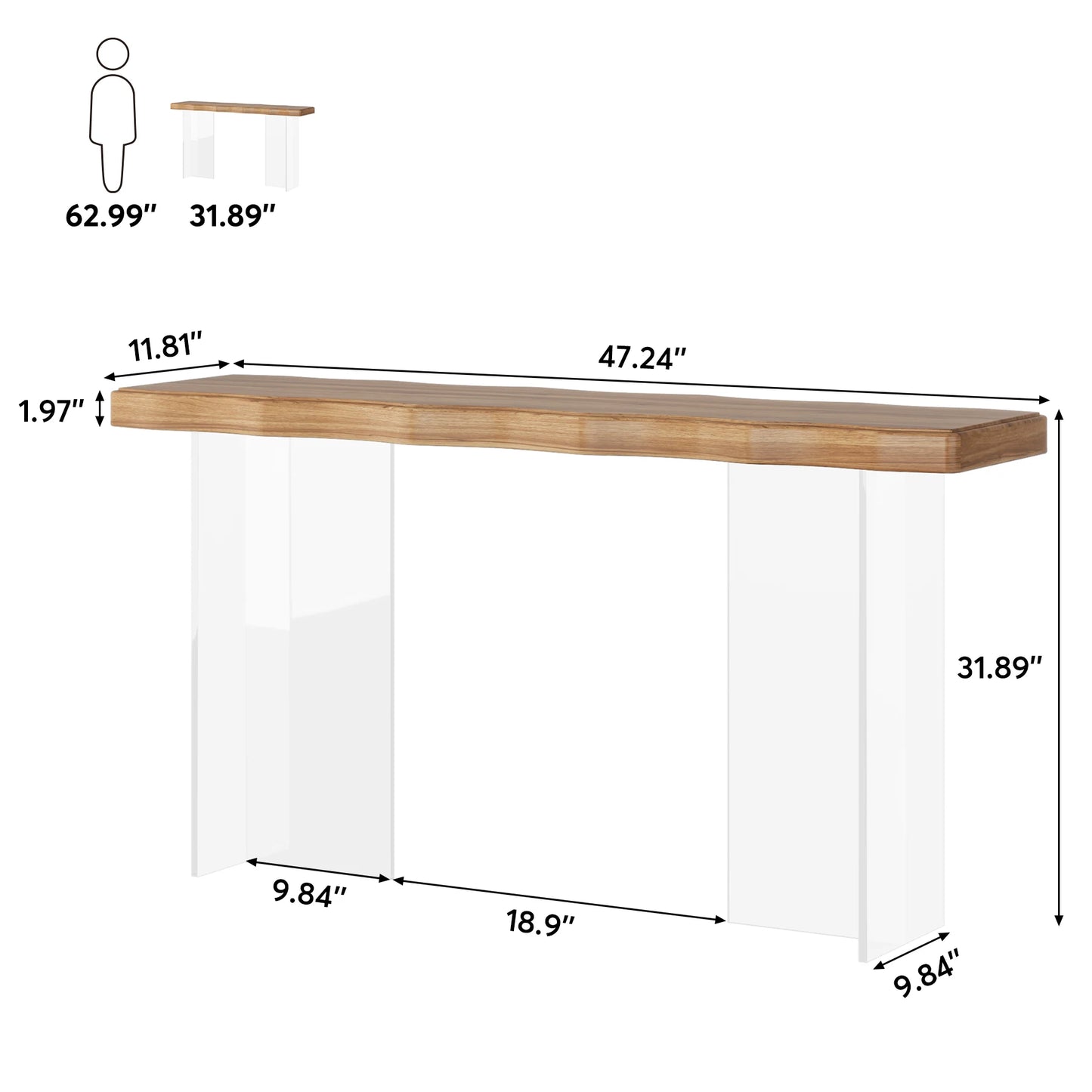 Edge47 – Slim Console with Transparent Legs US - KaveCore