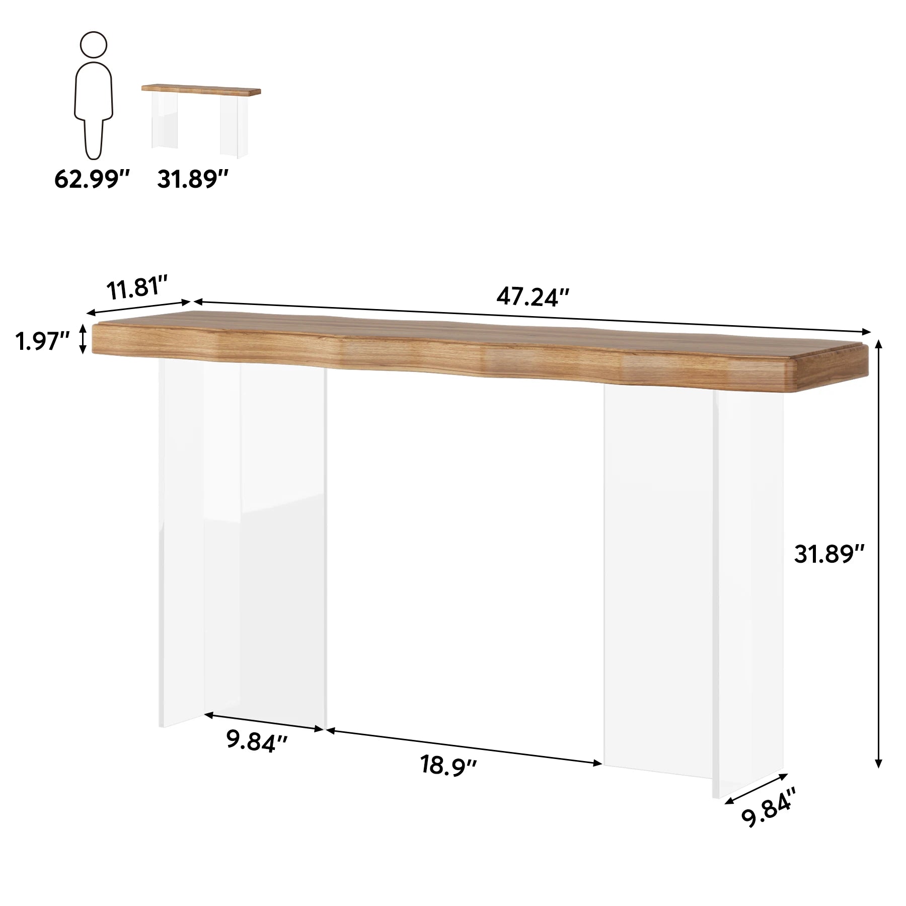 Edge47 – Slim Console with Transparent Legs US - KaveCore