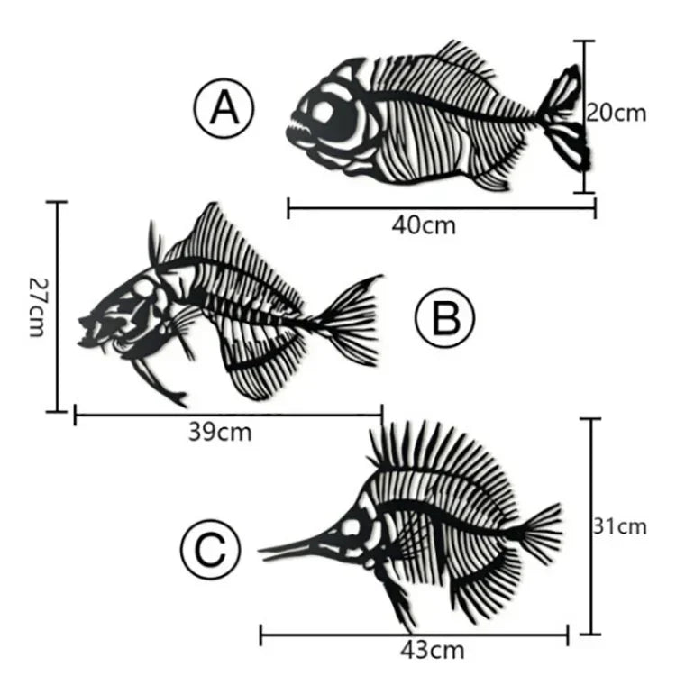 Fish Bone Metal Wall Art (3 Pieces)