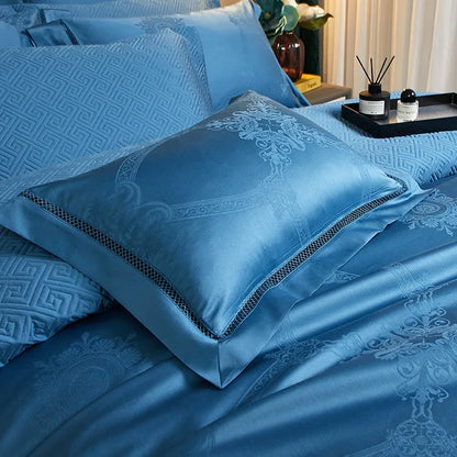 Empress Medallion Sapphire Duvet Cover Set (Long-Staple Sateen Cotton)