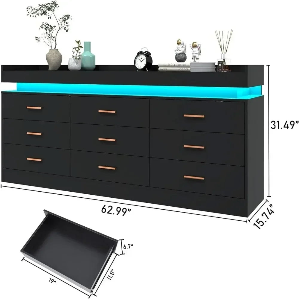 Éclat RGB Led 9-Drawer Cabinet - US - KaveCore