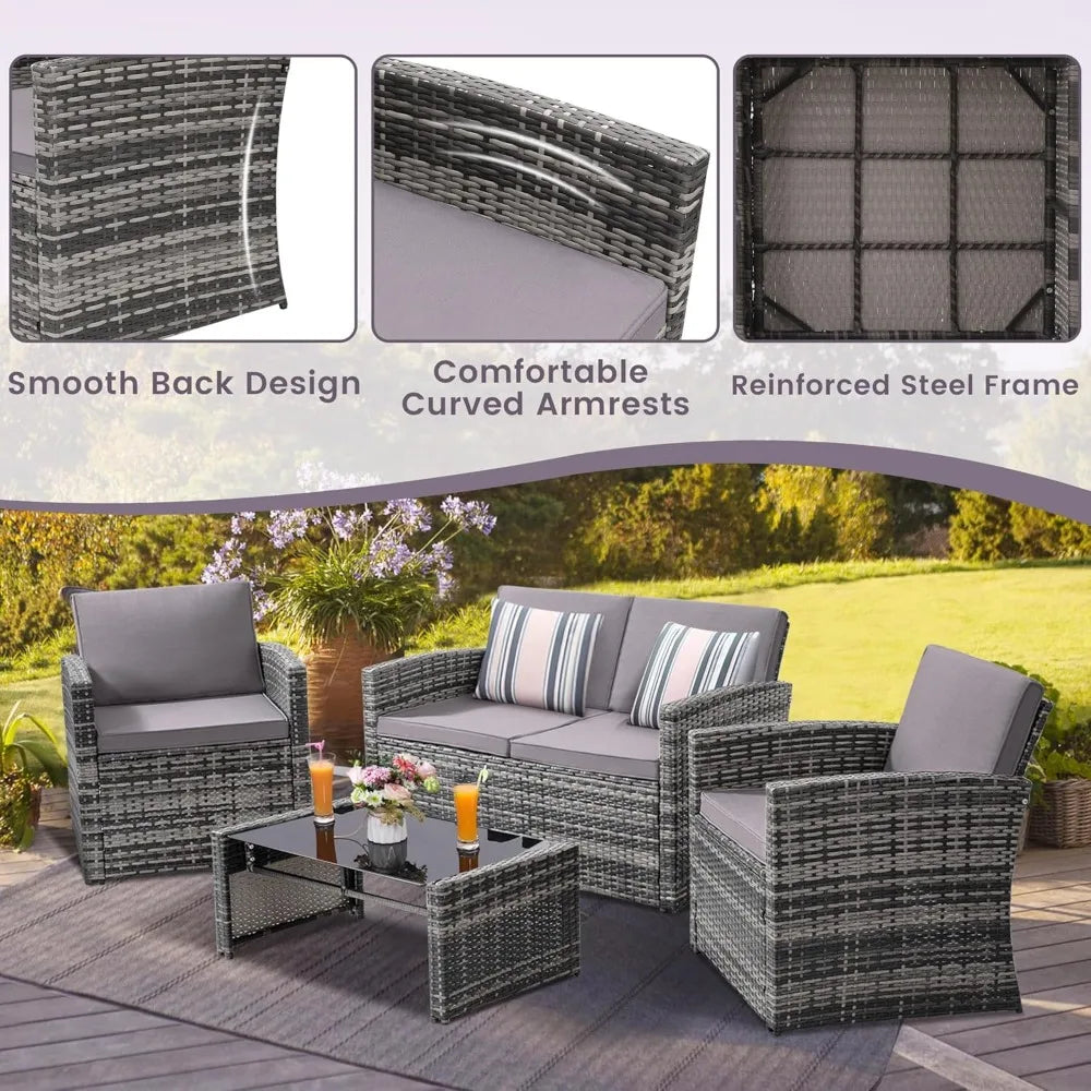 Ashgrove Patio Lounge 4-Piece Set US - KaveCore