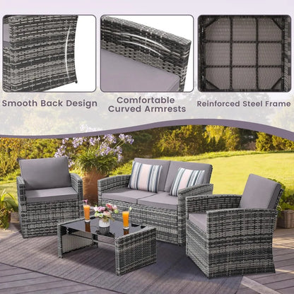 Ashgrove Patio Lounge 4-Piece Set US - KaveCore