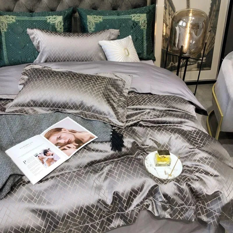 Opaline Diamond Touch Duvet Cover Set (Long-staple Sateen Cotton)