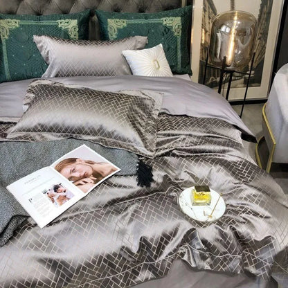 Opaline Diamond Touch Duvet Cover Set (Long-staple Sateen Cotton)