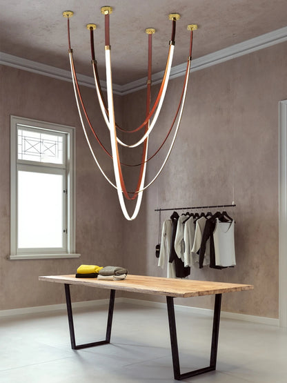 Opus Noir Leather-Strap LED Chandelier