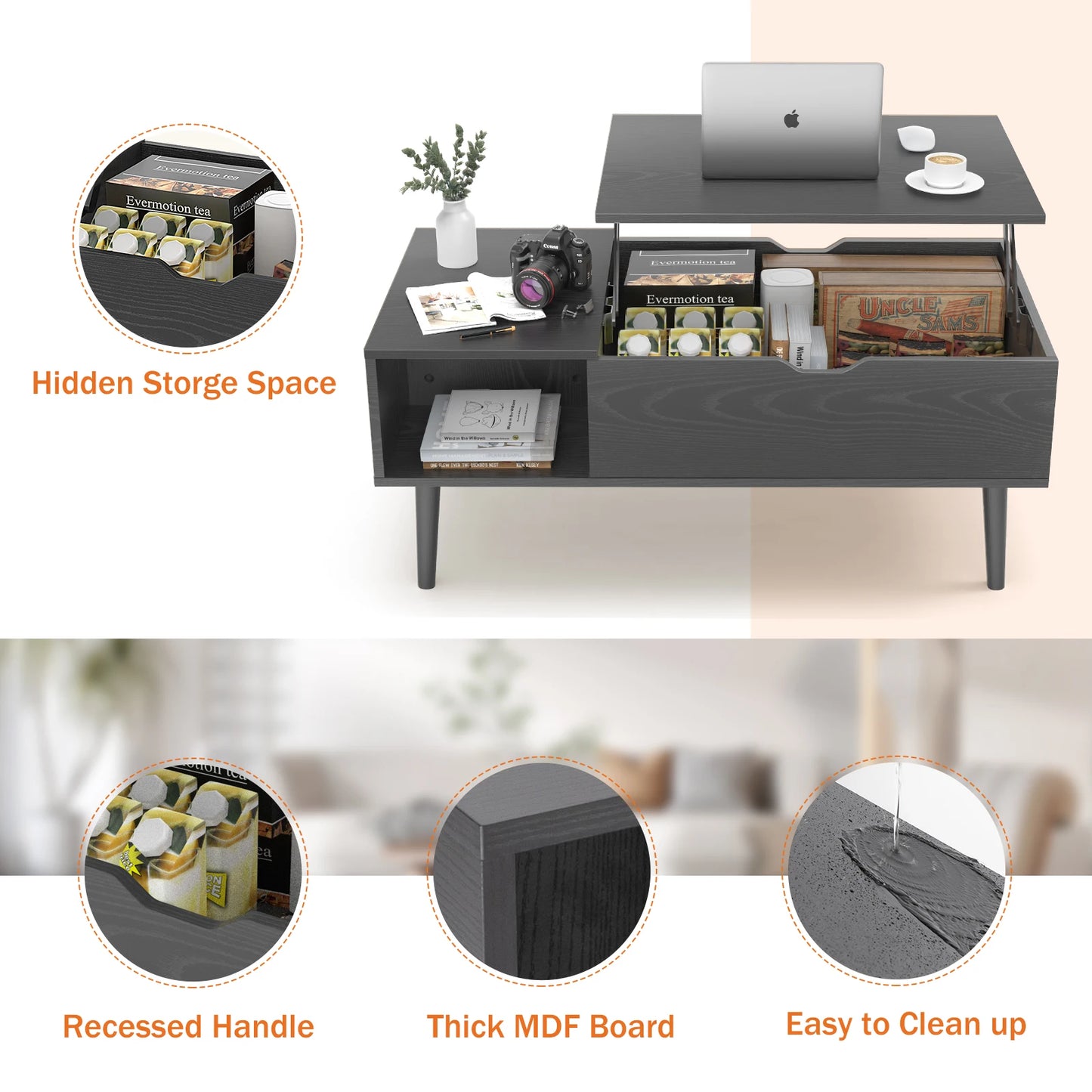 Easy-Lift Coffee Table with Storage US