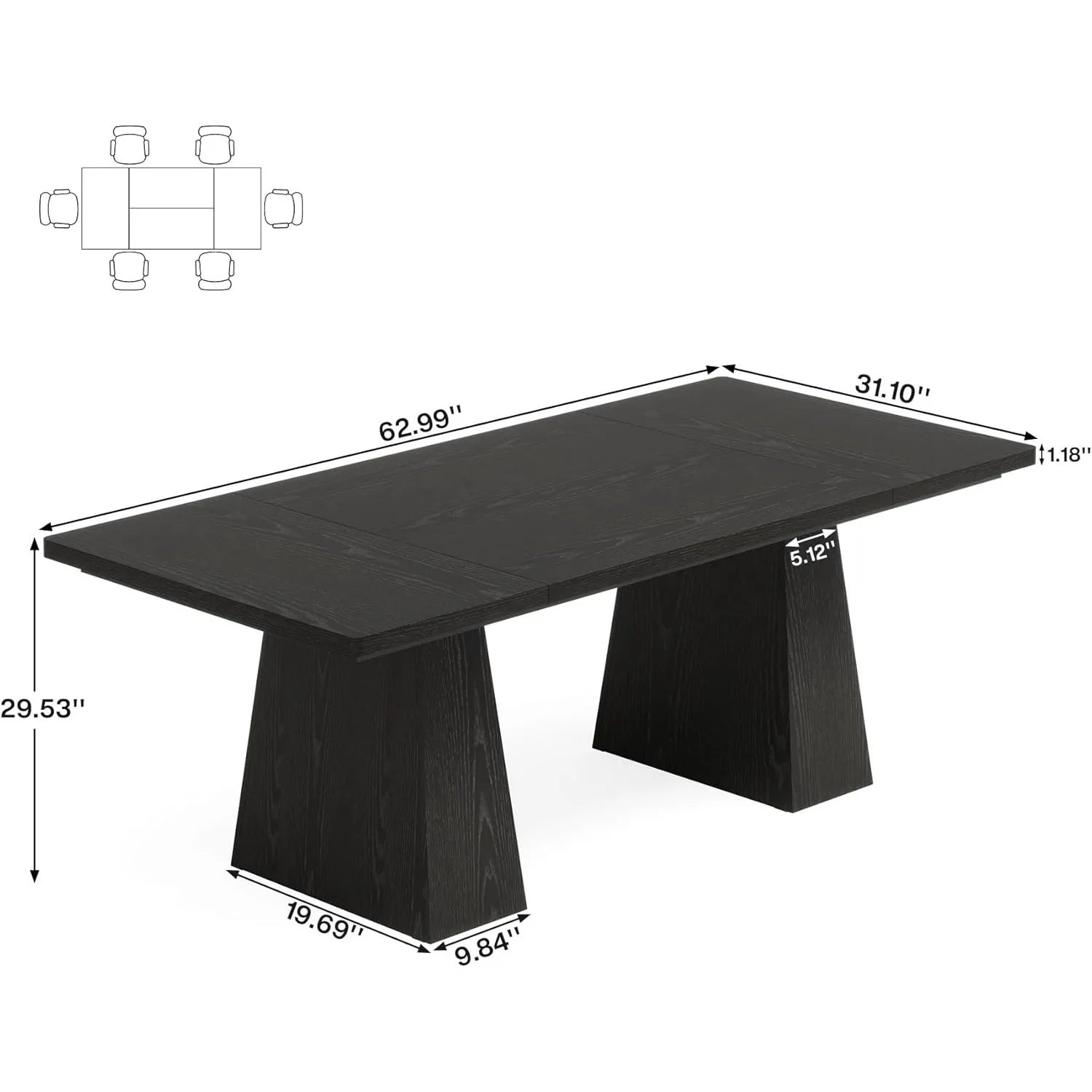 Axis Black Modern Dining Table - US - KaveCore