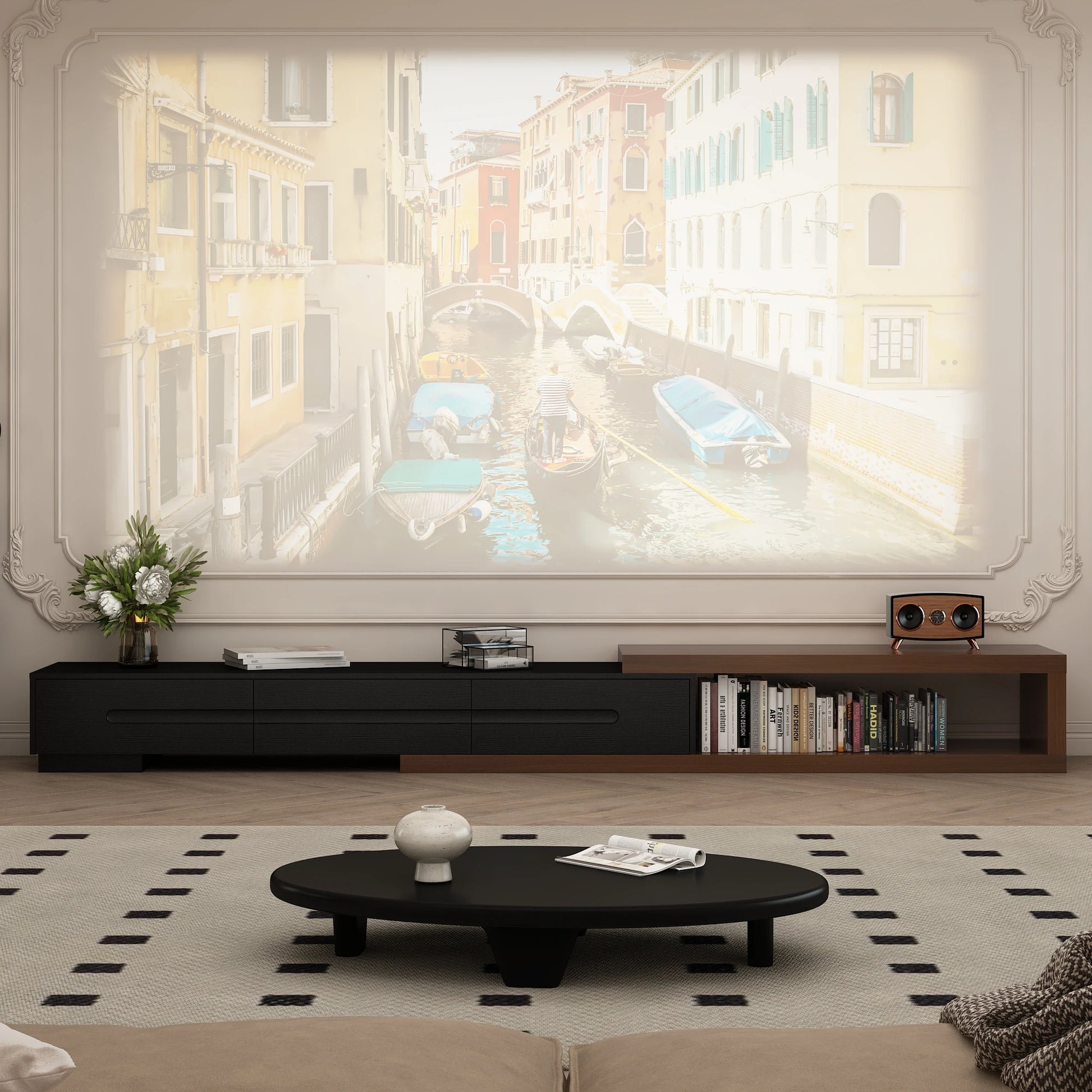The AlignMax Media Console – Extendable TV Cabinet with 3 Drawers & Shelf US - KaveCore