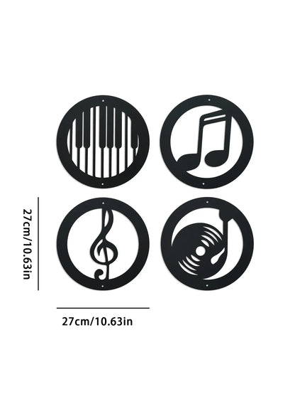 Music Note Metal Wall Art (4 Pieces)