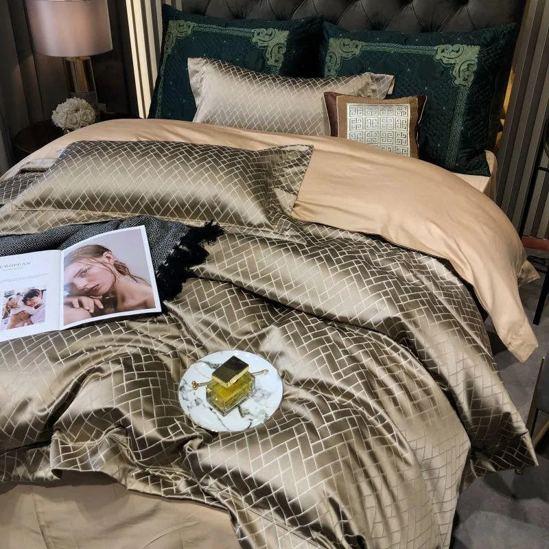 Opaline Diamond Touch Duvet Cover Set (Long-staple Sateen Cotton)