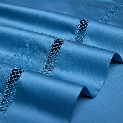 Empress Medallion Sapphire Duvet Cover Set (Long-Staple Sateen Cotton)