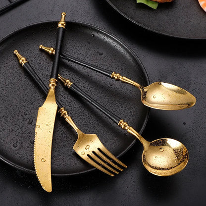 Prestige Imperial Black & Gold Cutlery Set