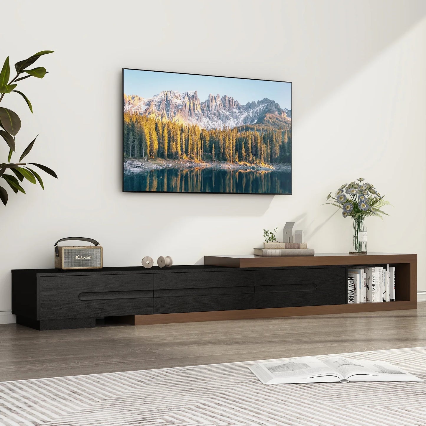 The AlignMax Media Console – Extendable TV Cabinet with 3 Drawers & Shelf US - KaveCore