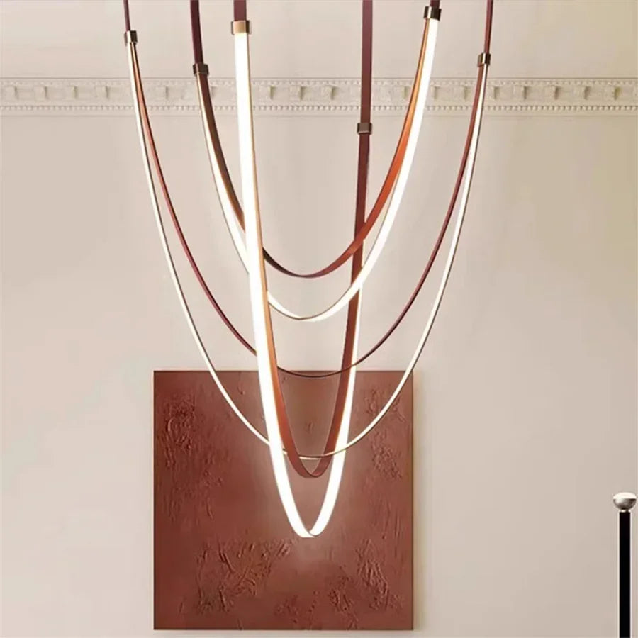 Opus Noir Leather-Strap LED Chandelier