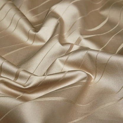 Jacquard & Satin Champagne Duvet Cover Set (Long-Staple Sateen Cotton)
