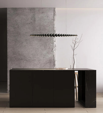 Wooden Orb Wave Chandelier