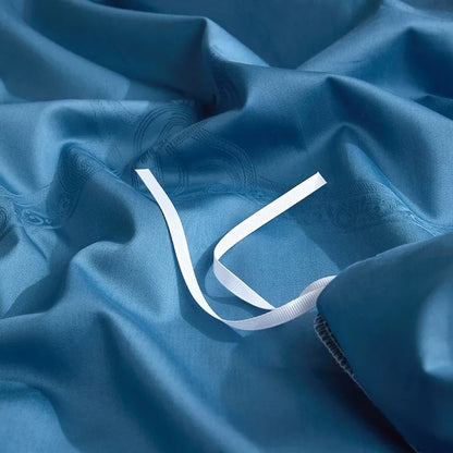 Empress Medallion Sapphire Duvet Cover Set (Long-Staple Sateen Cotton)