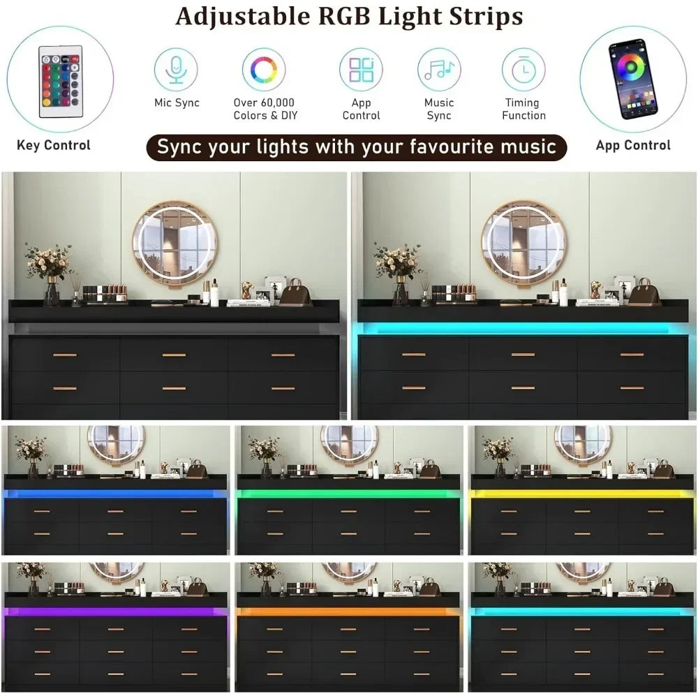 Éclat RGB Led 9-Drawer Cabinet - US - KaveCore