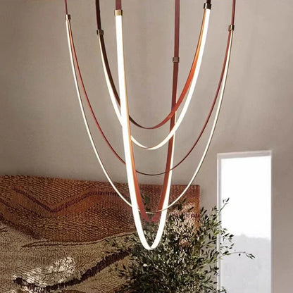 Opus Noir Leather-Strap LED Chandelier