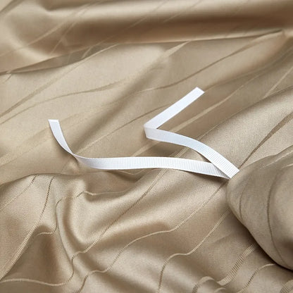 Jacquard & Satin Champagne Duvet Cover Set (Long-Staple Sateen Cotton)