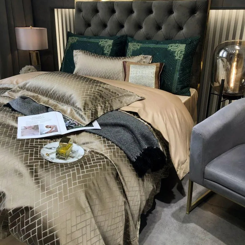 Opaline Diamond Touch Duvet Cover Set (Long-staple Sateen Cotton)