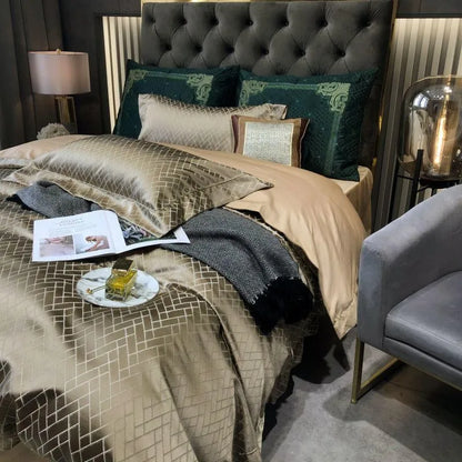 Opaline Diamond Touch Duvet Cover Set (Long-staple Sateen Cotton)