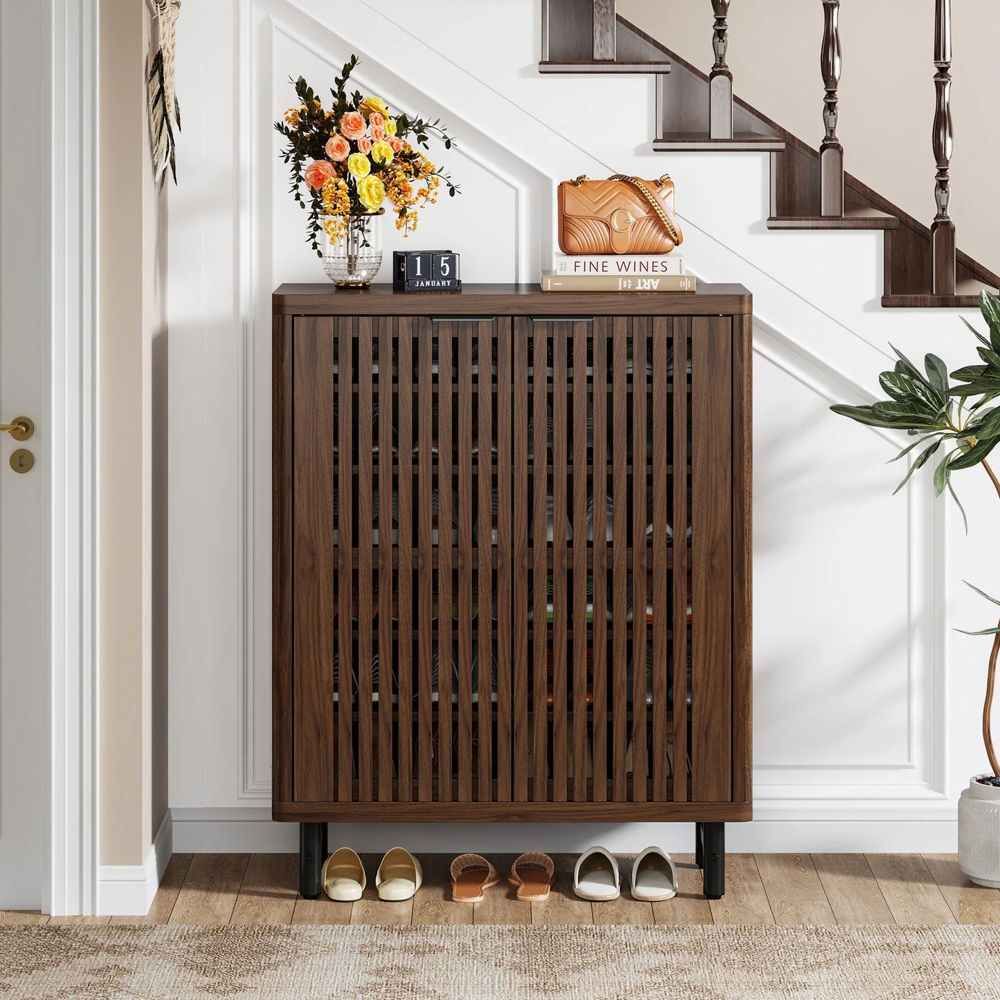 Oslo Walnut Shoe Cabinet US