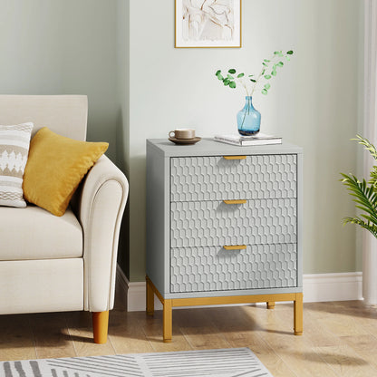 Honeycomb 3 Drawer Modern Bedside Table US
