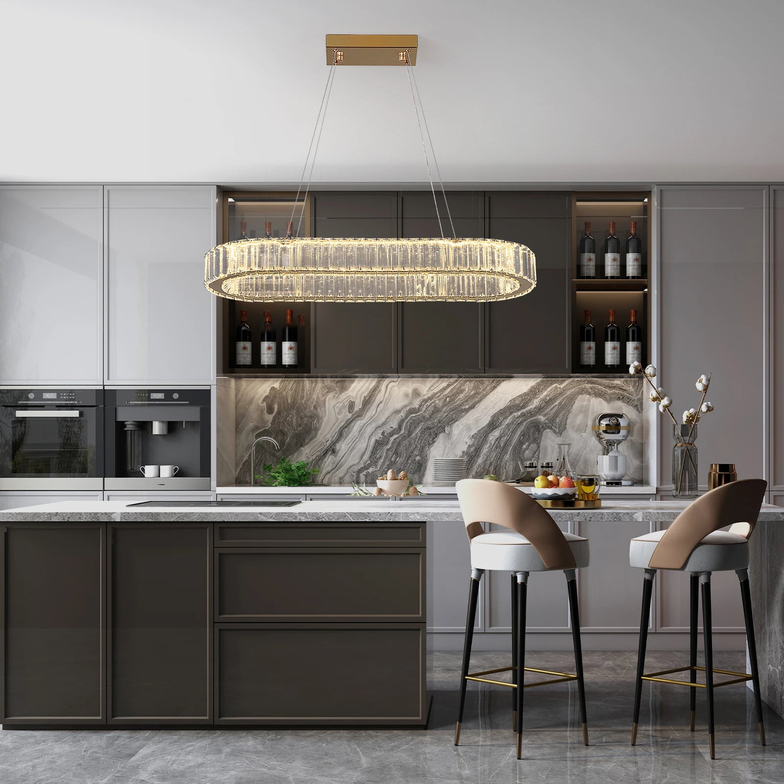 Oval Crystal LED Chandelier - KaveCore