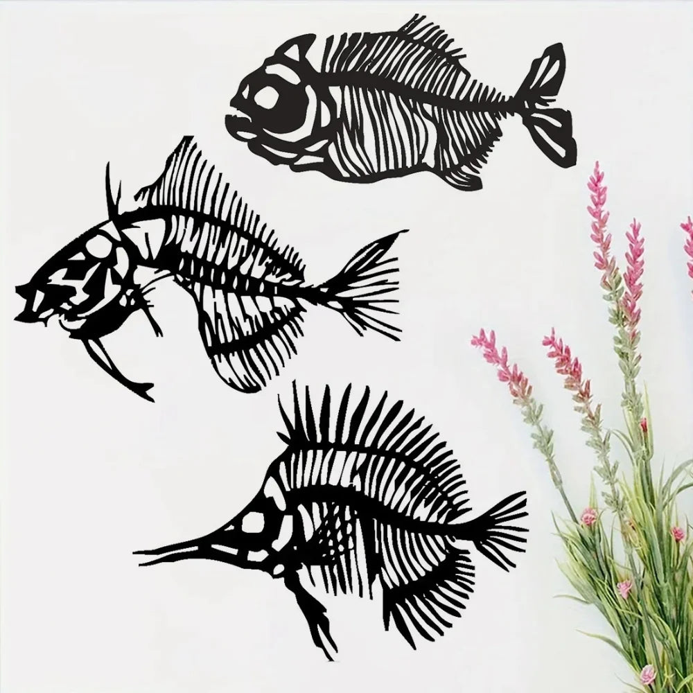 Fish Bone Metal Wall Art (3 Pieces)