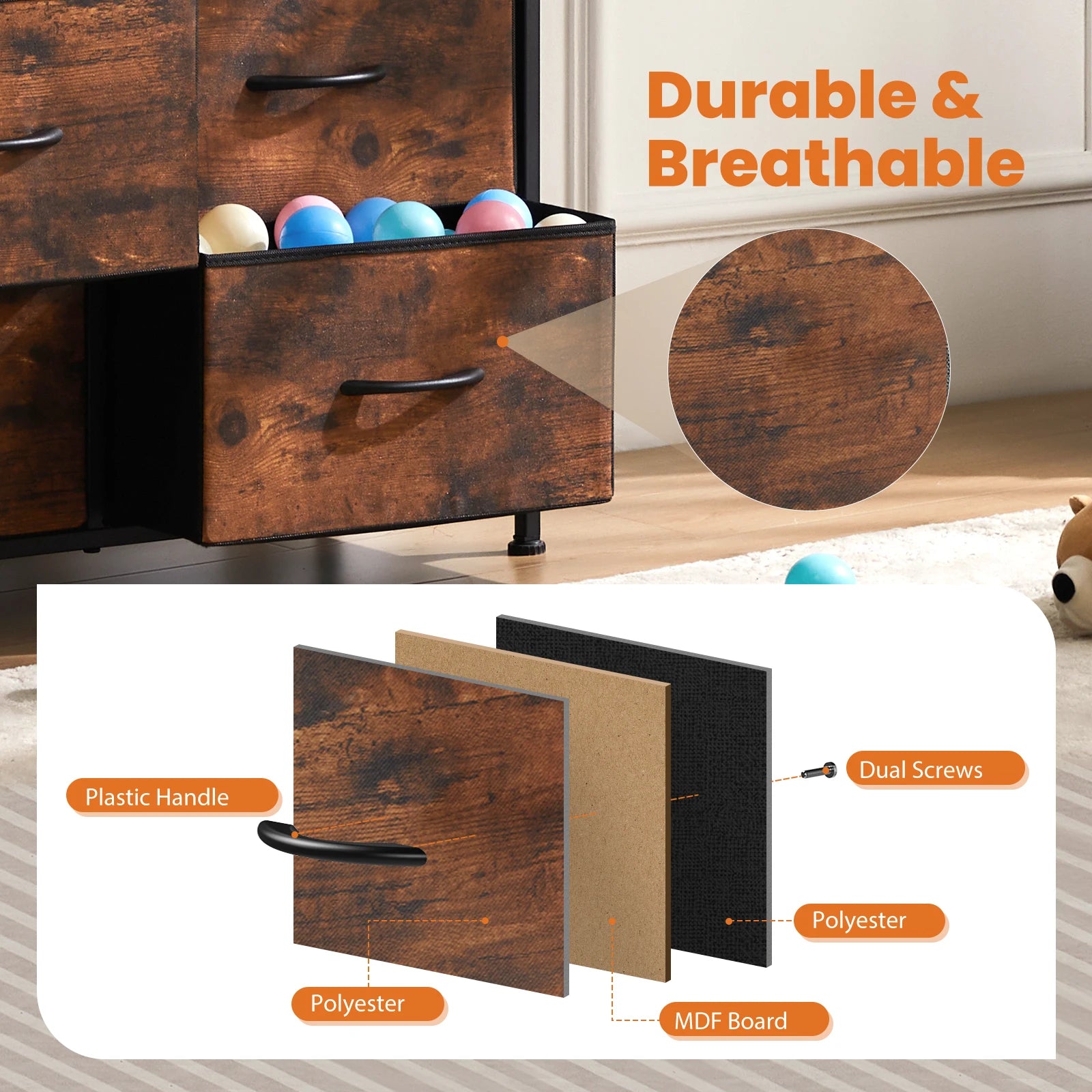 Rustic 9-Drawer Dresser – Modern Industrial Storage for Bedroom & Closet US - KaveCore