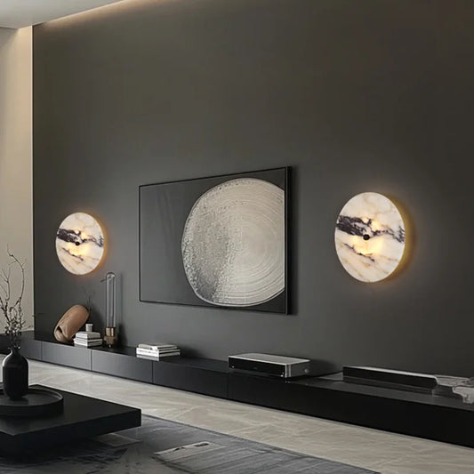 Moondisk Elegant Veined Marble Wall Lamp - KaveCore