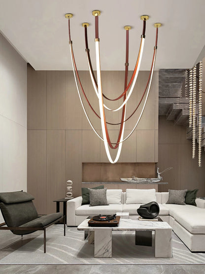 Opus Noir Leather-Strap LED Chandelier