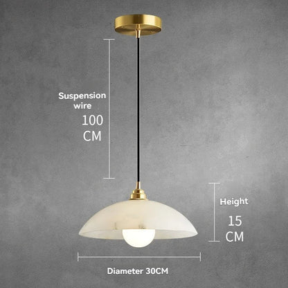 The Seraphina Luxe Pendant — Carved Marble with Vintage Brass Suspension