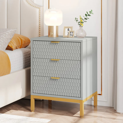 Honeycomb 3 Drawer Modern Bedside Table US