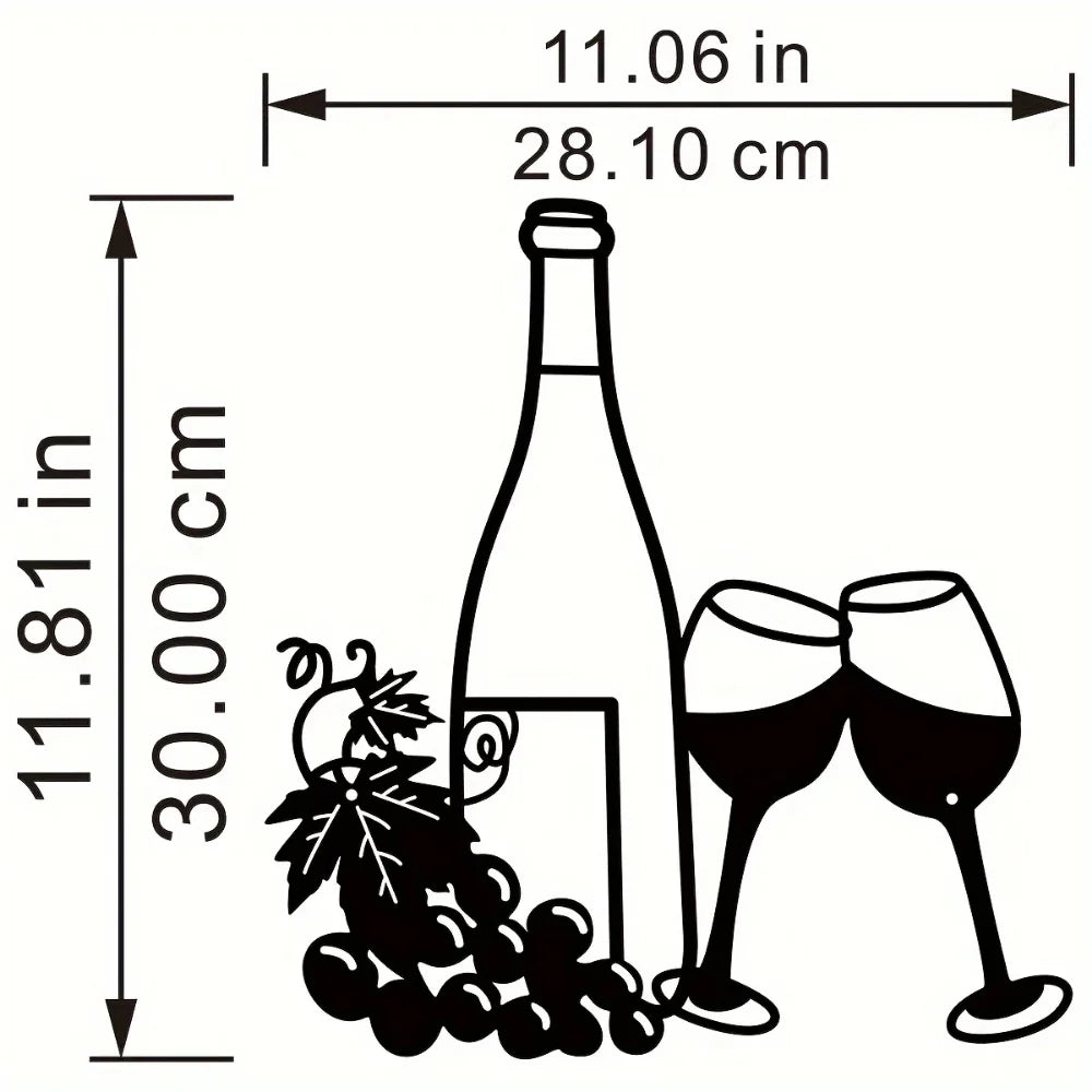 Wine Bottle and Glass Metal Wall Art