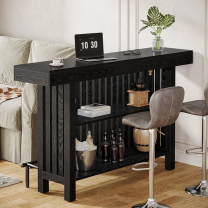 Concrete-Top Mini Bar Table with Shelves US