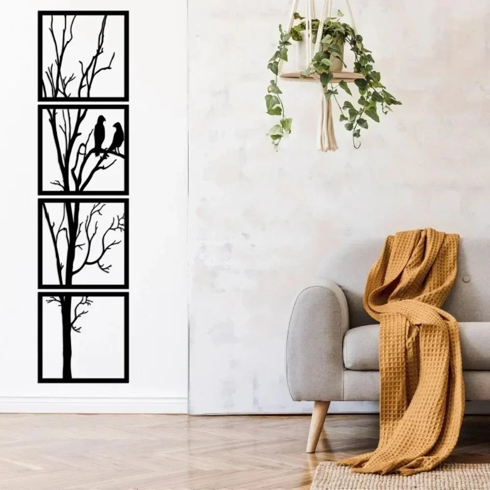 Winter Arbor Silhouette Metal Wall Art (4 Pieces)