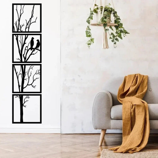 Winter Arbor Silhouette Metal Wall Art (4 Pieces)