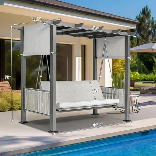 Outdoor Swing Chair With Curtains US - KaveCore