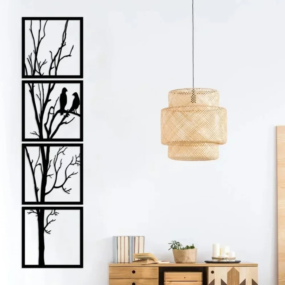 Winter Arbor Silhouette Metal Wall Art (4 Pieces)