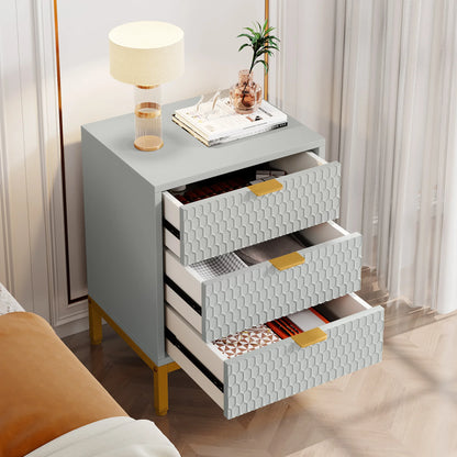 Honeycomb 3 Drawer Modern Bedside Table US
